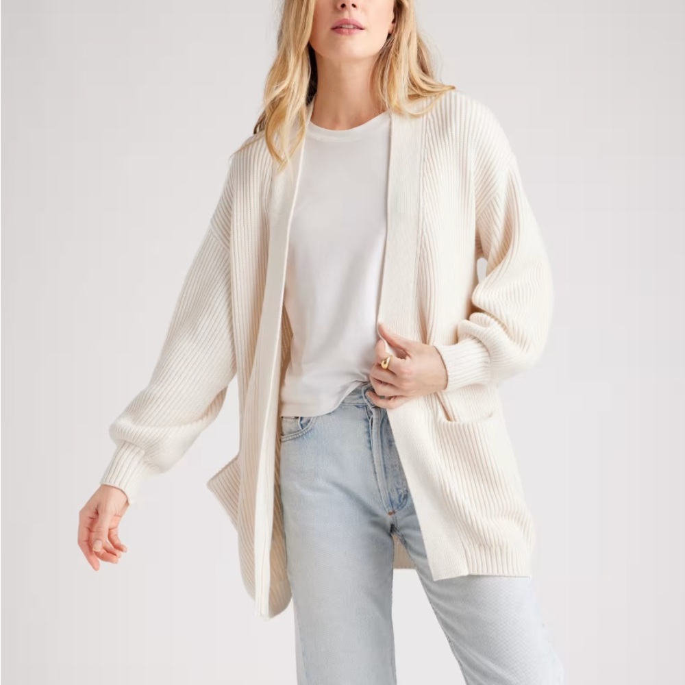 Quince 100% Organic Cotton Oversized Cardigan Ivory 🤍
